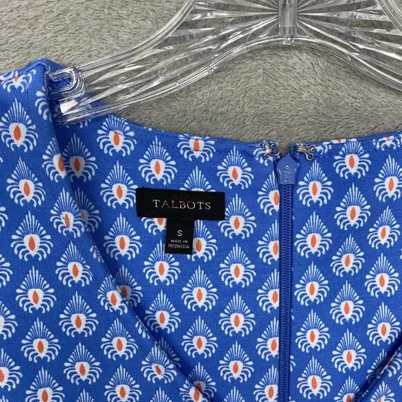 Talbots Dress Womens Small Blue V Neck Sleeveless Knit Fit Flare A Line Zip‎ - Picture 3 of 9